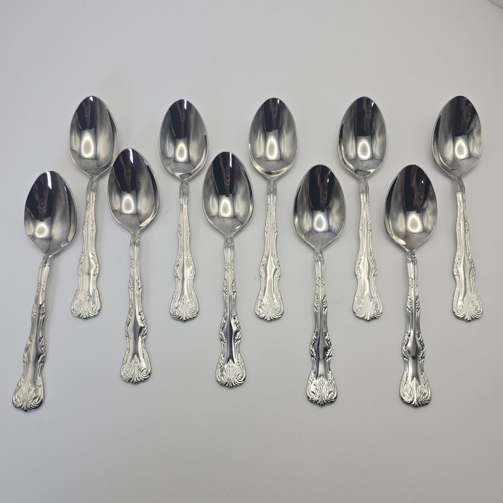 Reed & Barton Victoria Stainless Flatware 10 Teaspoons 6 5/8" USA